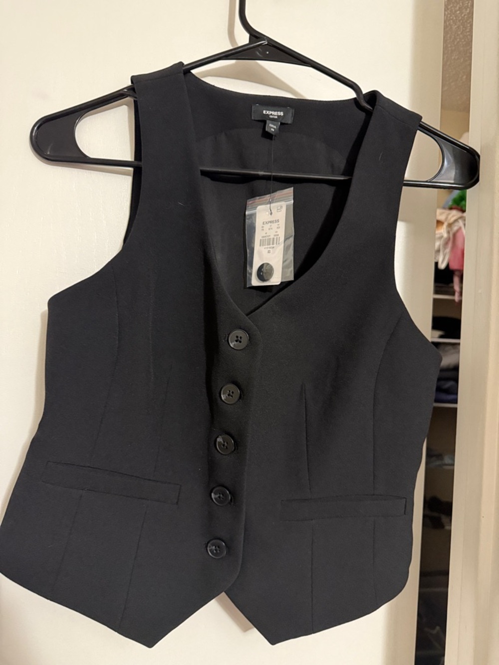 Express Black Button-Front Tailored Vest